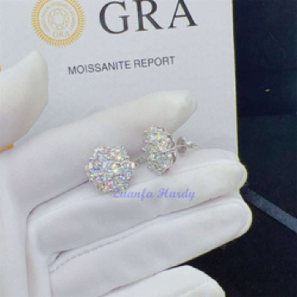 Zuanfa Hot Top Selg Pass Dia Tester Fine Jewelry Sier 8mm 12mm 15mm wer VVS Moissanite Stud Earrings