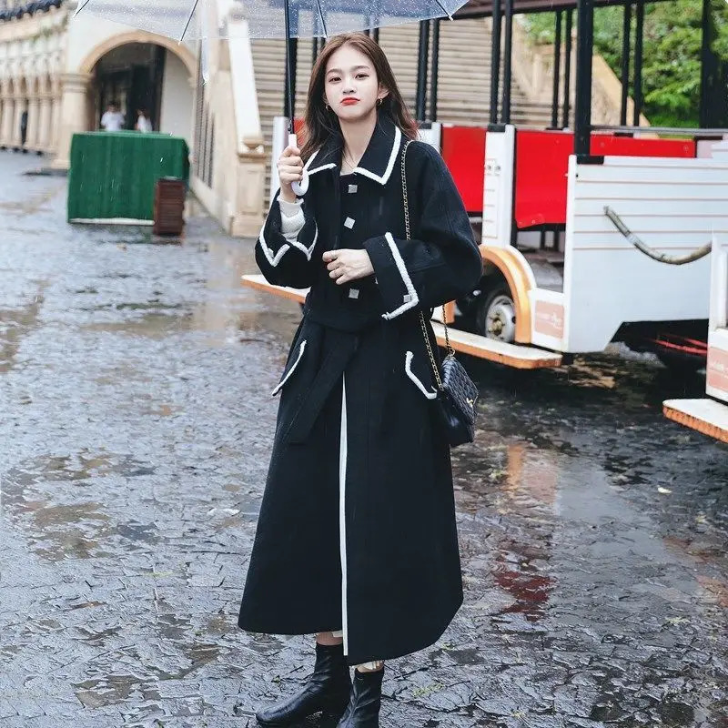 Women Blends 2023 Autumn Winter Thickened Insulation Mid Length High End Temperament Korean Version Loose Slim Fit Woolen Coat 231130
