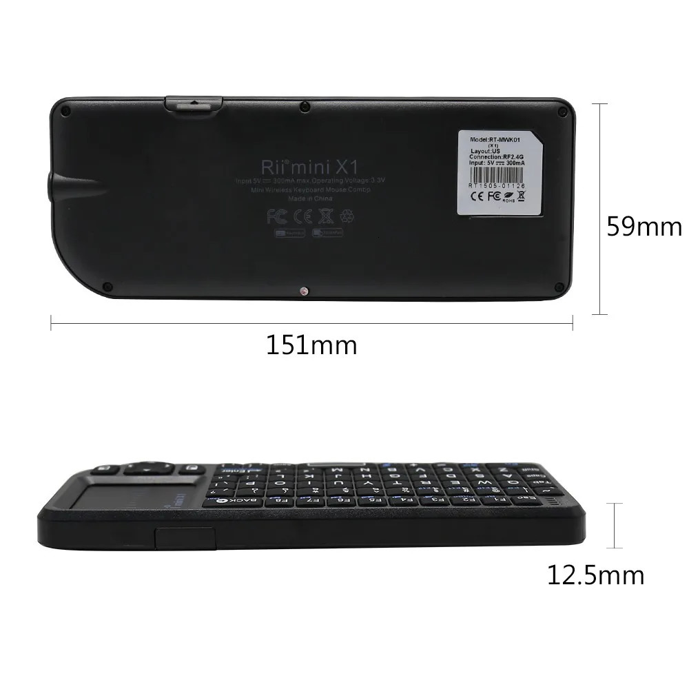 Keyboards Rii X1 2.4GHz Mini Wireless Keyboard English/ES/FR Keyboards with TouchPad for Android TV Box/PC/Laptop 231130
