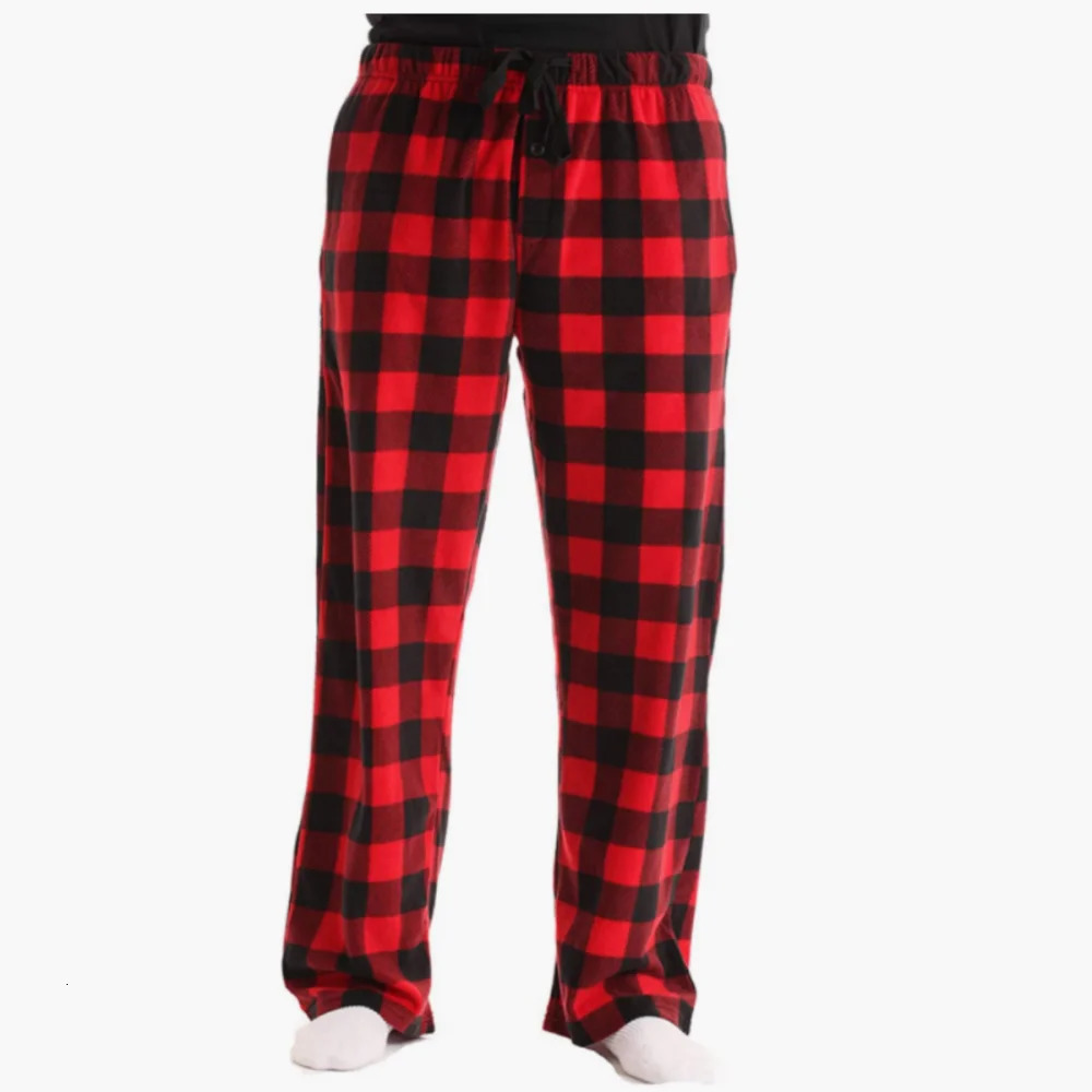 Men's Sleepwear Fashion Men's Casual Cotton Pajama Long Pant Soft Comfortable Loose Elastic Waistband Plaid Cozy Sleepwear Home Lounge Pants