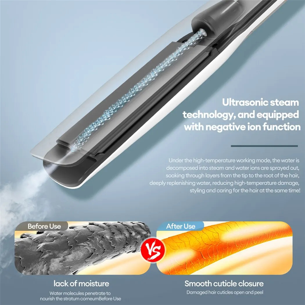 Hair Straighteners CkeyiN 40mm Hair Straightener Ceramic Fast Heating Negative Ion Flat Iron Steam Spray Adjustable Temperature Hair Styling Tool 2312