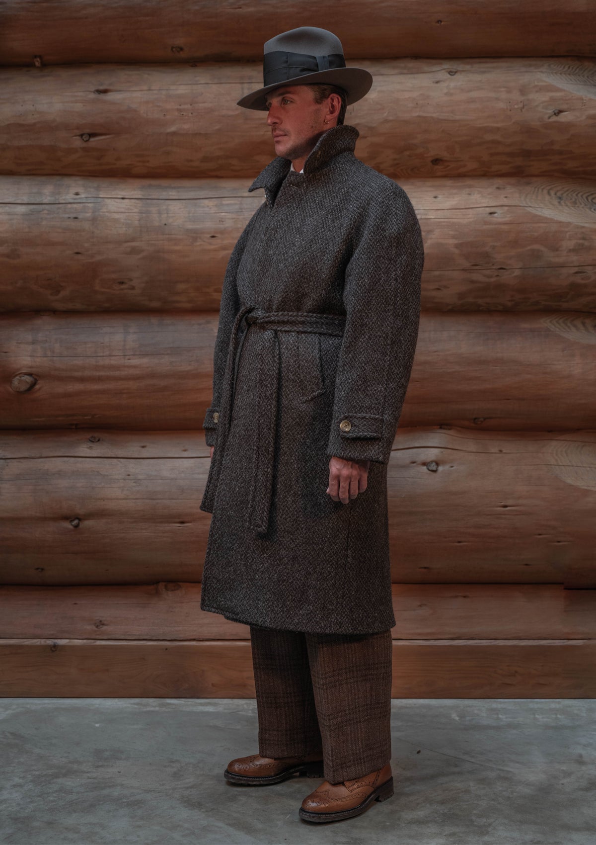 Gray Tweed Long Coat Wedding Dinner Party Groom Wear Only One Jacket Wool Blend