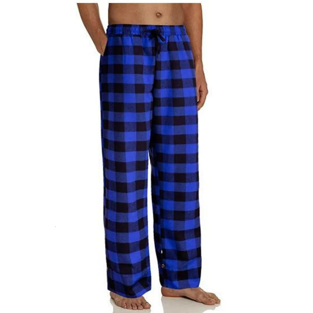 Men's Sleepwear Fashion Men's Casual Cotton Pajama Long Pant Soft Comfortable Loose Elastic Waistband Plaid Cozy Sleepwear Home Lounge Pants