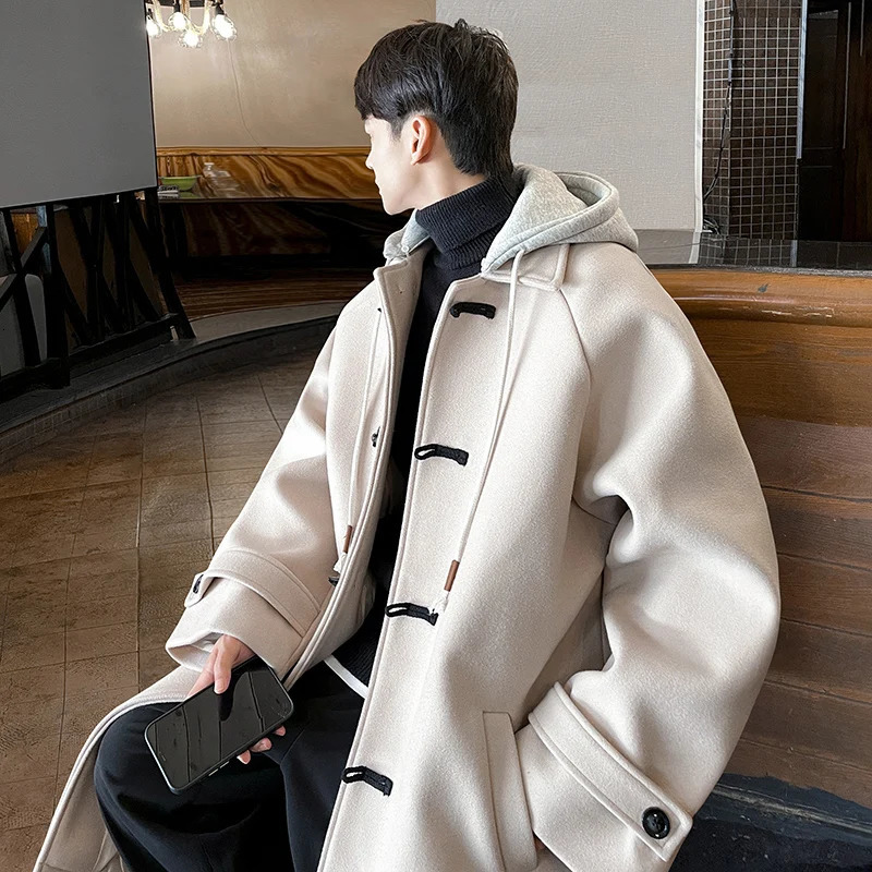 Men's Wool Blends Zongke Hooded Winter Long Coat Coats Man Jackets Korean Autumn Clothes Male Trench Woolen Overcoat 2023 231130