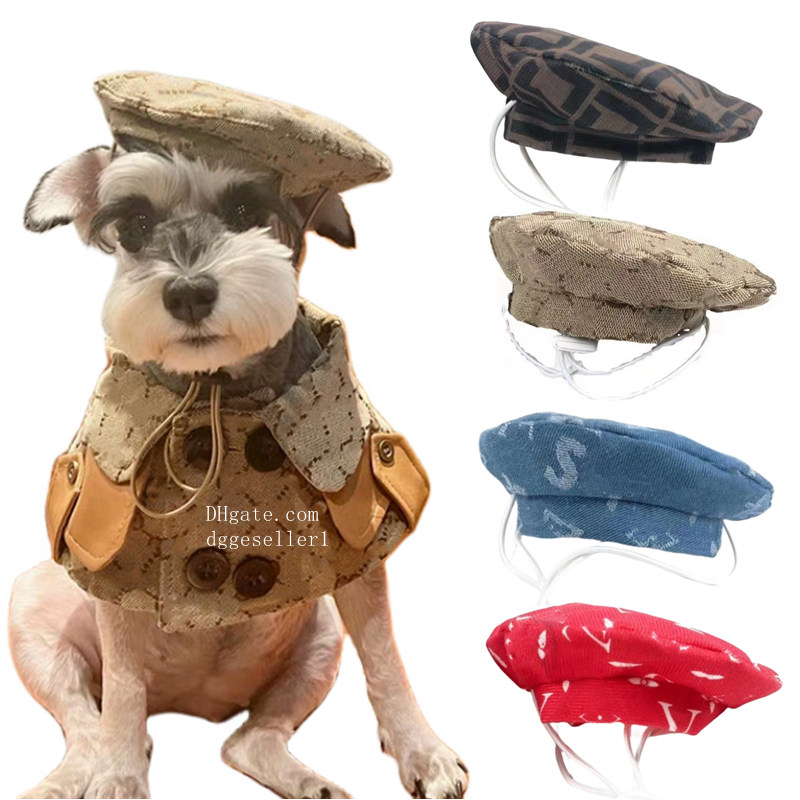 Designer Dog Cat Beret Cotton Hat Headband French Artist Beanie Beret Pet Dog Christmas Costume Hair Accessory Photo Props(Khaki S) A775