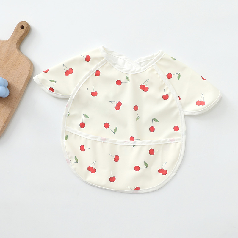 Baby PU Waterproof Bibs Cartoon Print Eating Clothes Super Soft Dirt Proof Feeding Burp Cloths Sleeveless
