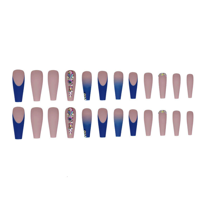 False Nails Nail piece super long ballet nail charm dark blue frosted diamond wearing armor 230515