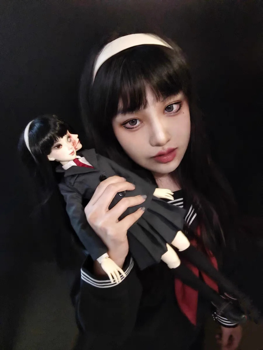 Dolls BJD Doll Two Face 14 Mio Full Set Double Emotion Conjoined Horror Anime Professional Makeup ShugaFairy Minifee Human Ghost 231130
