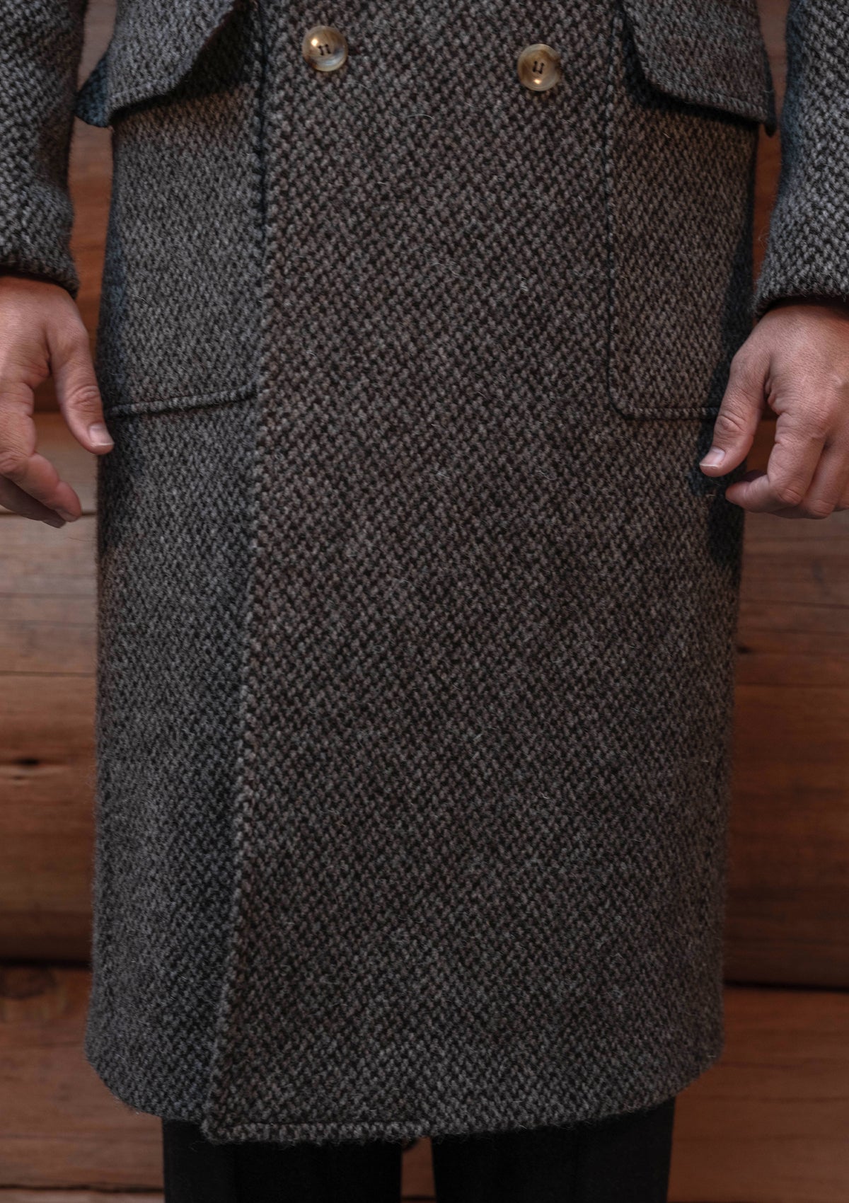 Retro Men Gray Overcoat Blazer Notch Lapel Double Breasted Wedding Tuxedos Coats Only One Jacket