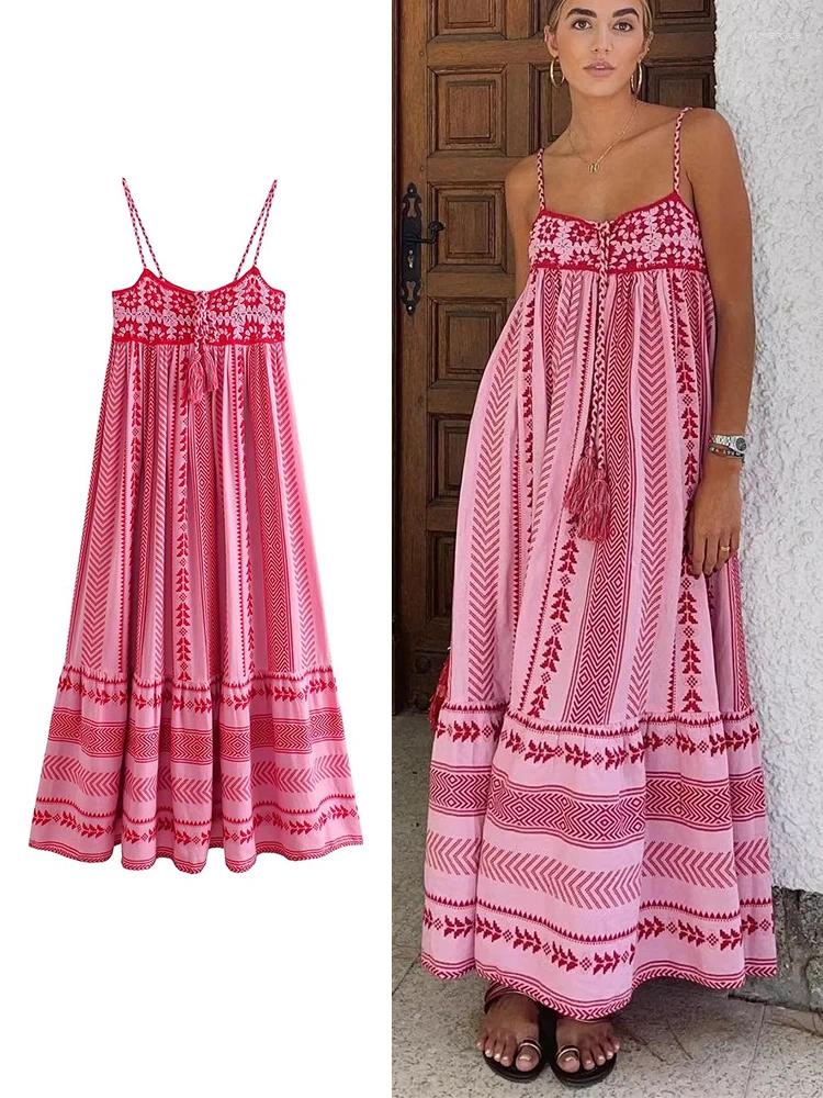 Casual Dresses Women Patchwork Knitted Camisole Dress 2023 Summer Fashion Elegant V-Neck A-Line Loose Sleeveless Strap Party