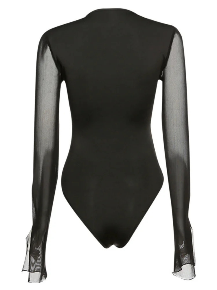 Women's Jumpsuits Rompers DEAT Asymmetrical Hollow Out PantsWomen's Summer Slim Thin Long Sleeve Conjoined Body Jumpsuits Female 5E1483 2311