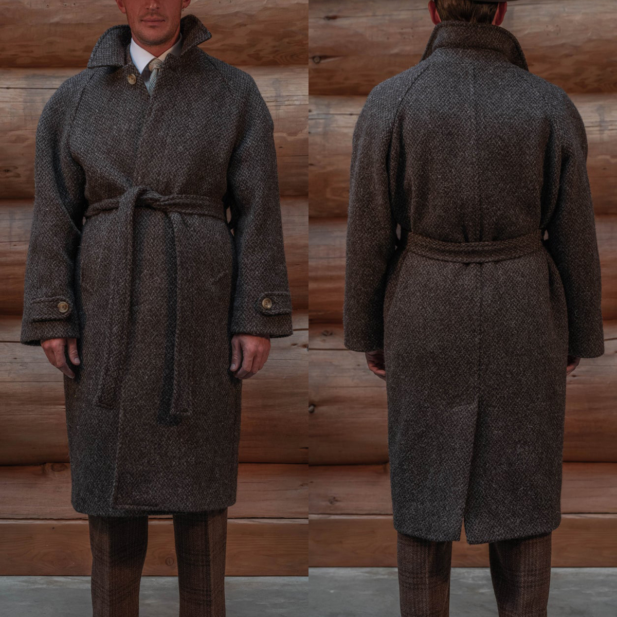 Gray Tweed Long Coat Wedding Dinner Party Groom Wear Only One Jacket Wool Blend