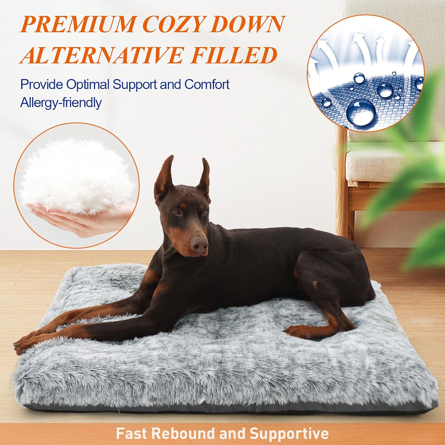 yuexuan design dog soft beds for large dogs fixable deluxe cozy pet dog kennel beds mats pet cat for crates washable dog bed comfy long plush ripstop 