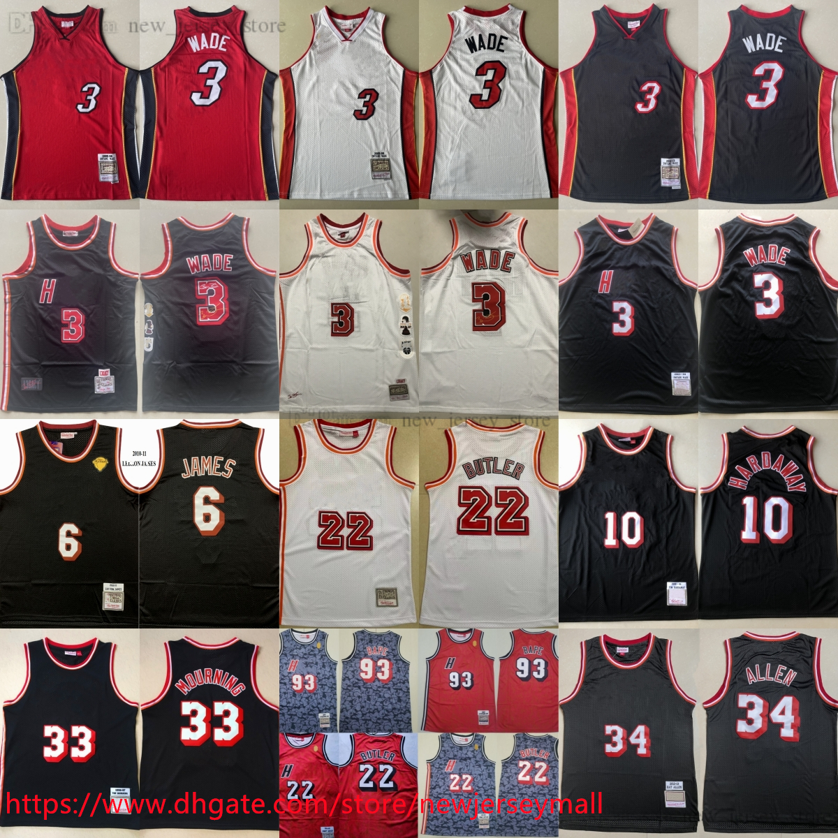 Throwback LeBron 2011-12 Basketball 3 Dwyane James Wade Jersey 1996-97 Classic Vintage 33 Alonzo Mourning 10 Tim Hardaway Jerseys Retro Ray Allen Jimmy Butler