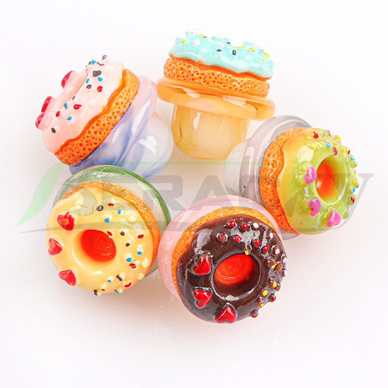 Beracky Accessories Colored Glass Donut Style Cap 5 Colors Heady Glass Caps For Flat Top Beveled Edge Quartz Banger Nails