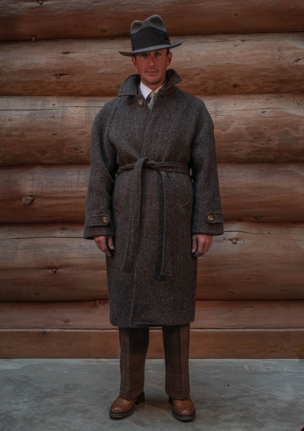 Gray Tweed Long Coat Wedding Dinner Party Groom Wear Only One Jacket Wool Blend