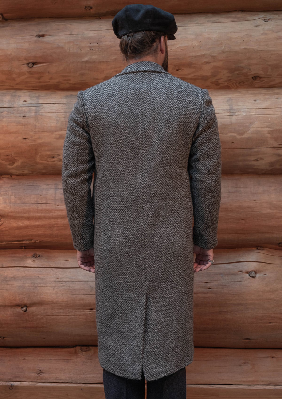 Retro Men Gray Overcoat Blazer Notch Lapel Double Breasted Wedding Tuxedos Coats Only One Jacket