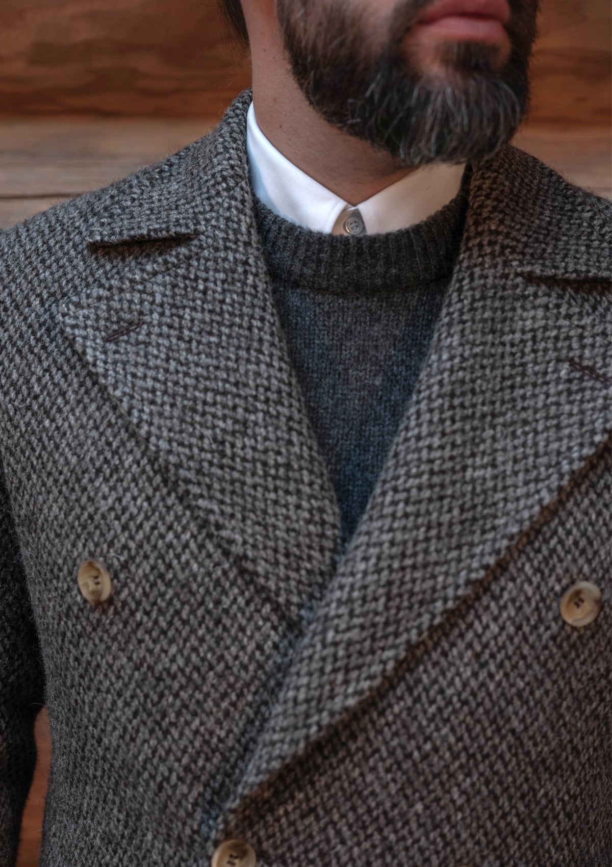 Retro Men Gray Overcoat Blazer Notch Lapel Double Breasted Wedding Tuxedos Coats Only One Jacket