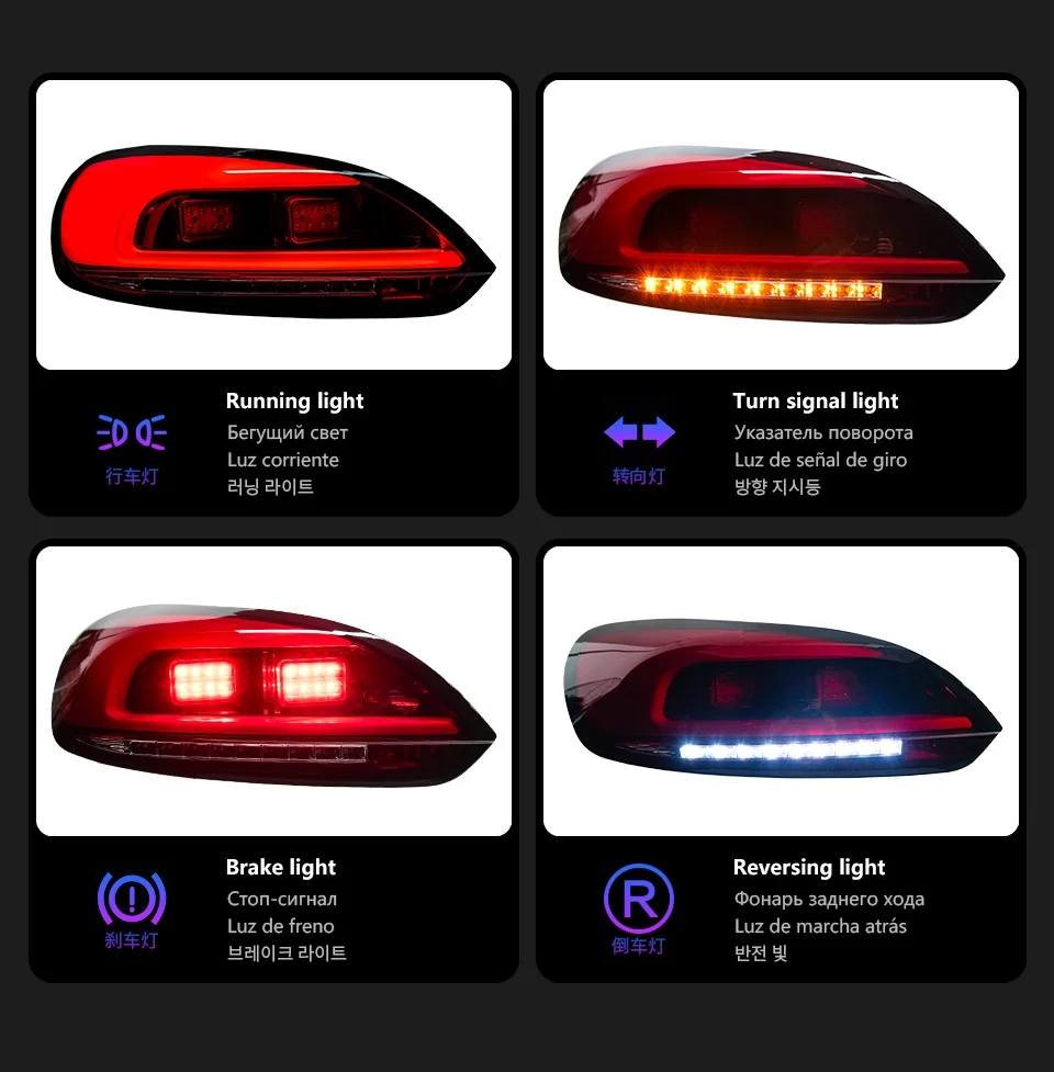 Car Styling Taillight For Scirocco Tail light 2009-20 15 Styling LED Running Lights Sequential Signal Lights Rear Brake Reverse Modified