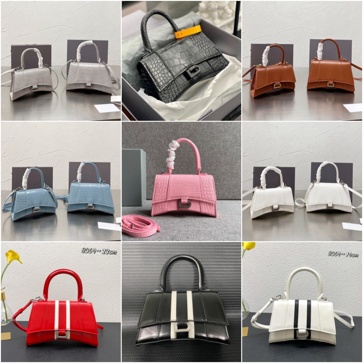 Cases Crocodile Texture Sandglass Bag Genuine Leather Joker Handbag with Box 681696