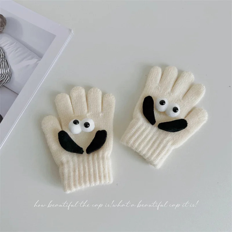 Fingerless Gloves Cute Cartoon Knitted Kids Mittens for Boys Girls Autumn Winter Winterproof Warm Children Baby Finger 3 7 Years Old 231130