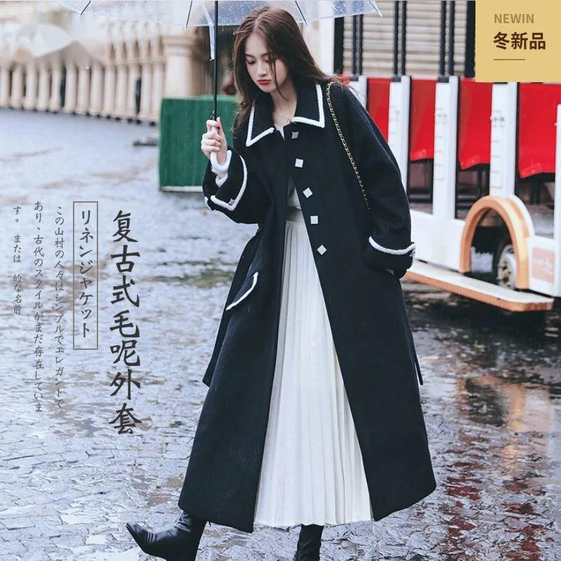 Women Blends 2023 Autumn Winter Thickened Insulation Mid Length High End Temperament Korean Version Loose Slim Fit Woolen Coat 231130