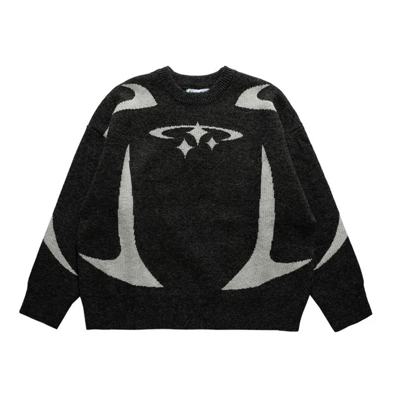 Men's Sweaters Men's Vintage Knitwear Y2K Stars Graphic Sweaters Winter Harajuku Oversized Pullover Sweater Unisex Aesthetic Clothes For Tee