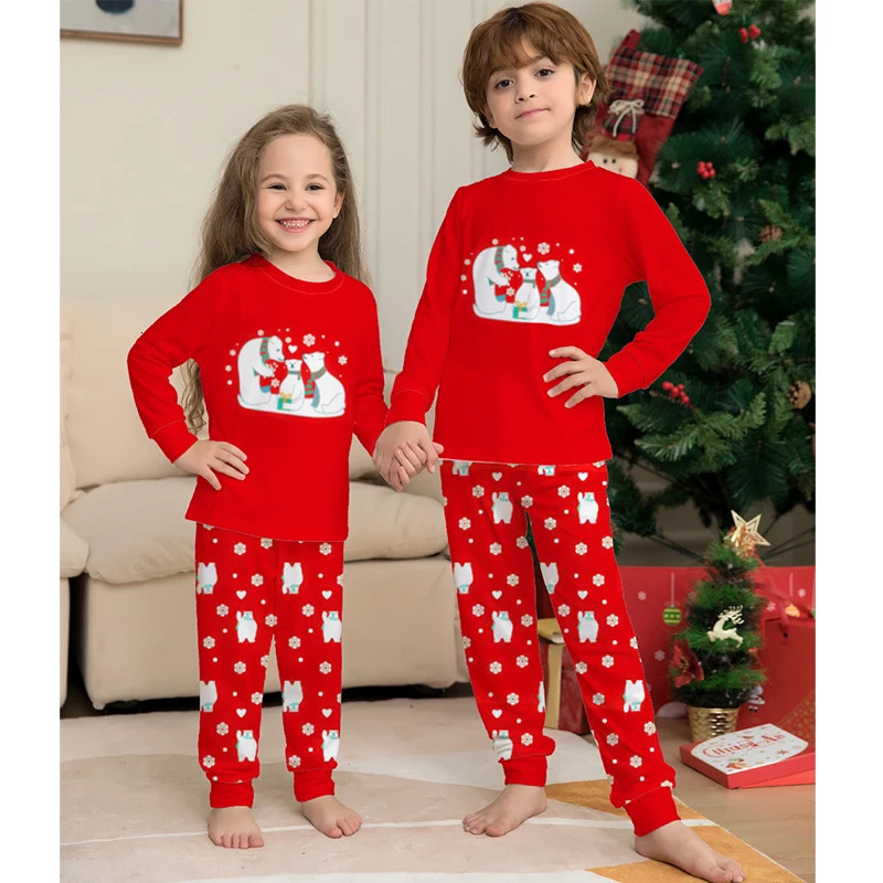 Family Matching Outfits Christmas Pajamas Family Matching Clothes Set Xmas Bear Adult Father Mother Kids Family Look Dad Mom Daughter Son Pyjamas 2312