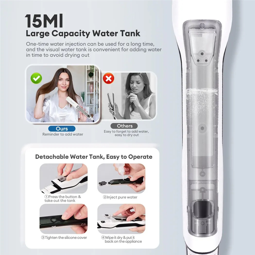 Hair Straighteners CkeyiN 40mm Hair Straightener Ceramic Fast Heating Negative Ion Flat Iron Steam Spray Adjustable Temperature Hair Styling Tool 2312