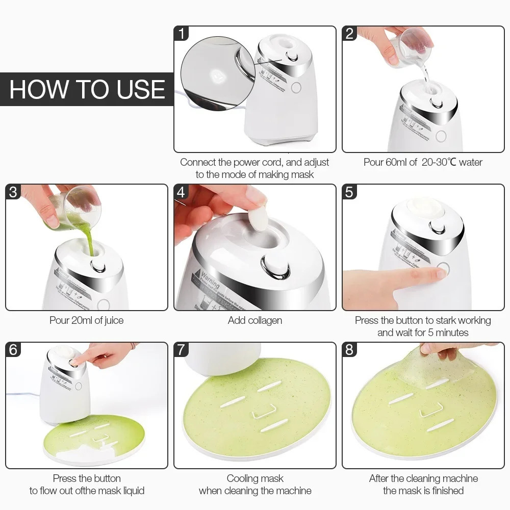 Face Care Devices DIY Mini Face Mask Maker Automatic Vegetable Natural Collagen Fruit Face Mask Machine Skin Care Brush wtih 10Pcs Mask Molds 231130