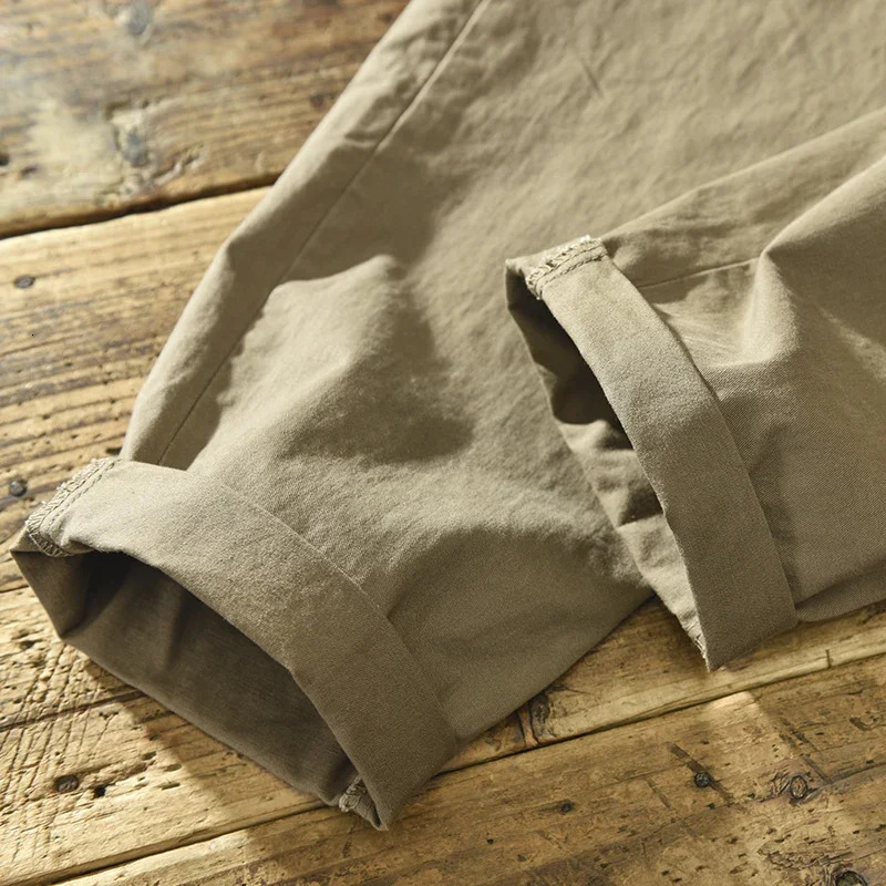 Men's Pants HIQOR 2023 Spring Autumn Men Pure Cotton Cargo Korean Style Male Casual Loose Belt Mid Waist Man Trouser Plus Size 38 231201