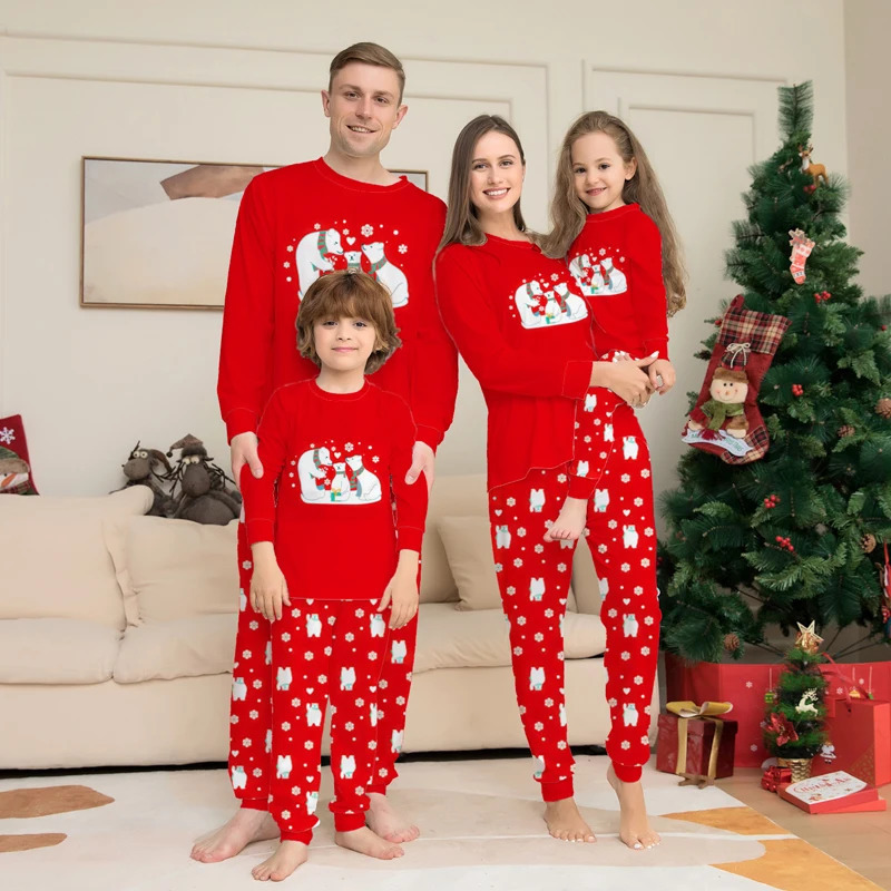 Family Matching Outfits Christmas Pajamas Family Matching Clothes Set Xmas Bear Adult Father Mother Kids Family Look Dad Mom Daughter Son Pyjamas 2312