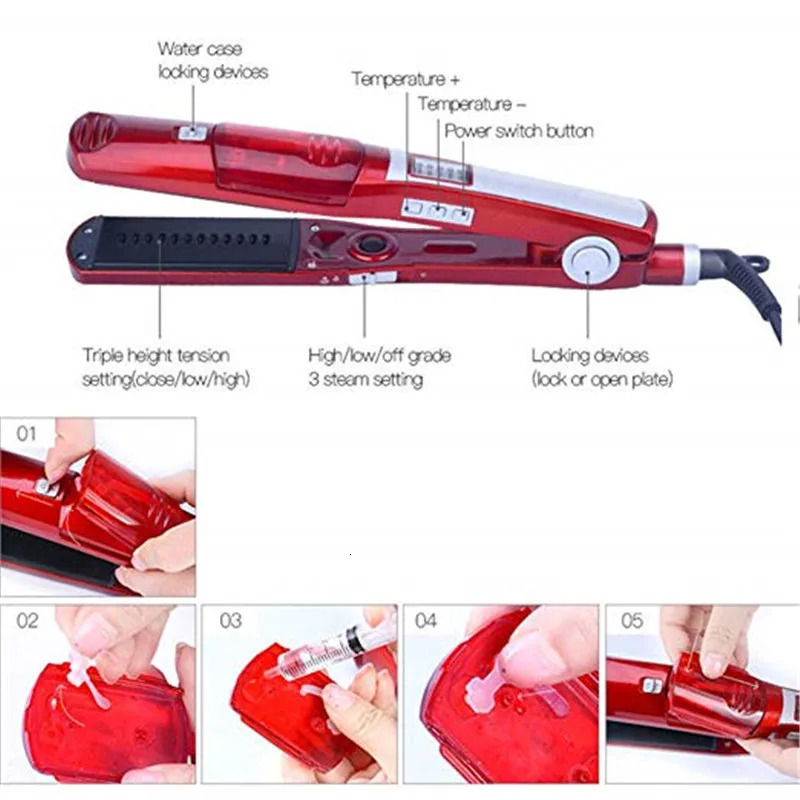 Hair Straighteners Professional Steam Hair Straightener With Argan Oil Straightening Irons Flat Tourmaline Ceramic Vapor Iron Hair Straightener 231201
