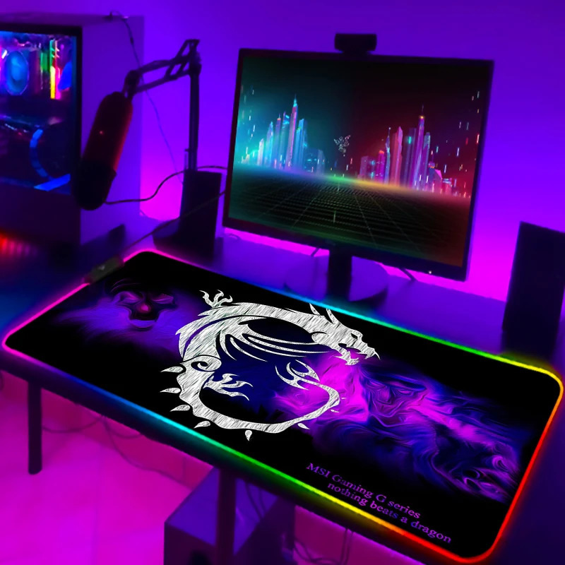 Mouse Pads Wrist Rests Desk mat Pad Gamer MSI Gaming Mousepad RGB Accessories Pc Full Mat Computer Desks Diy LED Mausepad 231130