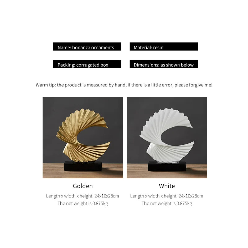 Decorative Objects Figurines Modern Decor Abstract Sculpture Resin Sculptur Art Golden Statue Living Room Home Desk Decoration Accessories 231130