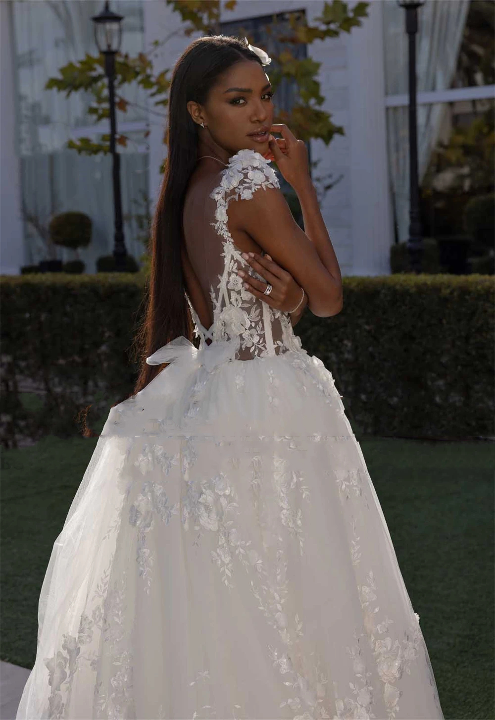 Floral Lace Appliques Bohemian Wedding Dresses A Line Backless Sexy Beach Bridal Gowns Short Sleeves Illusion Corset Summer Bride Formal Dress 2024 Ro