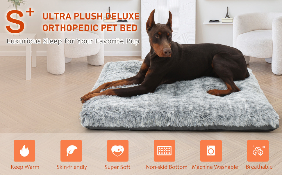 yuexuan design dog soft beds for large dogs fixable deluxe cozy pet dog kennel beds mats pet cat for crates washable dog bed comfy long plush ripstop 