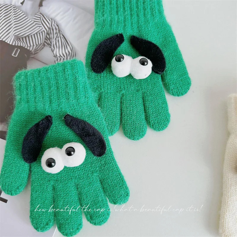 Fingerless Gloves Cute Cartoon Knitted Kids Mittens for Boys Girls Autumn Winter Winterproof Warm Children Baby Finger 3 7 Years Old 231130