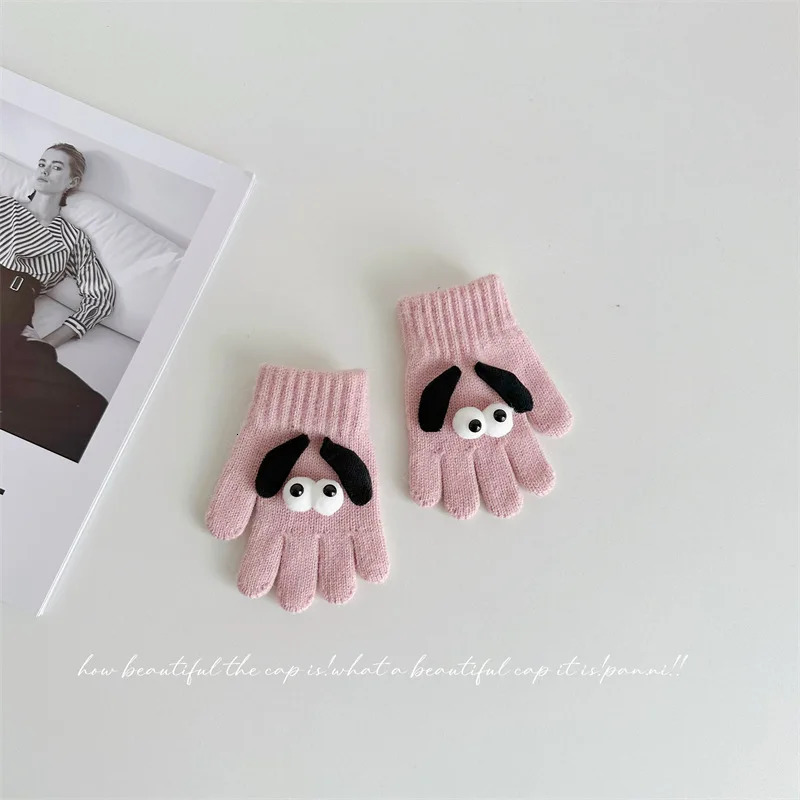 Fingerless Gloves Cute Cartoon Knitted Kids Mittens for Boys Girls Autumn Winter Winterproof Warm Children Baby Finger 3 7 Years Old 231130