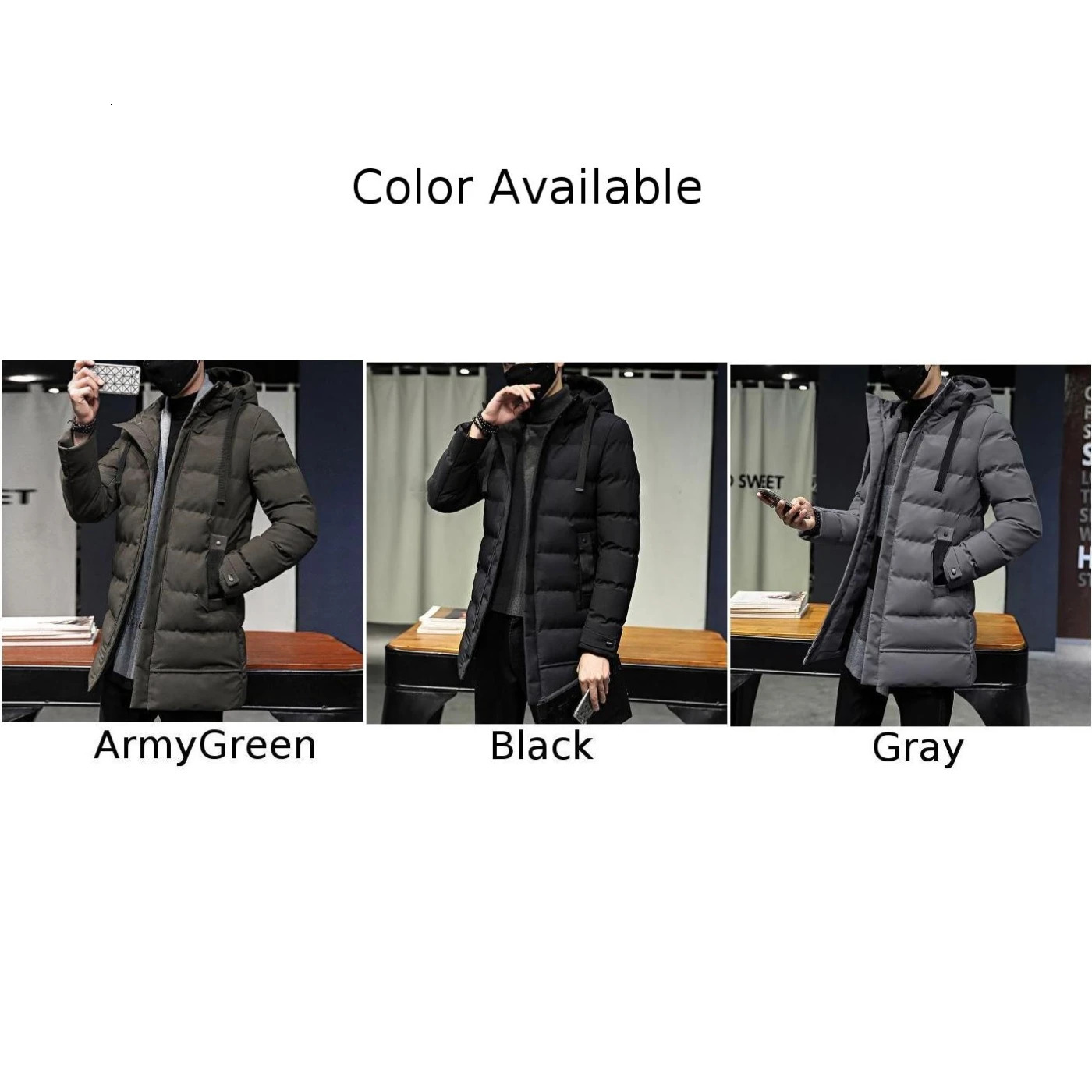 Men's Jackets Down Coats Casual Fashion Solid Color Slim Hooded Zip Up Long Thick Warm Men Winter 231201