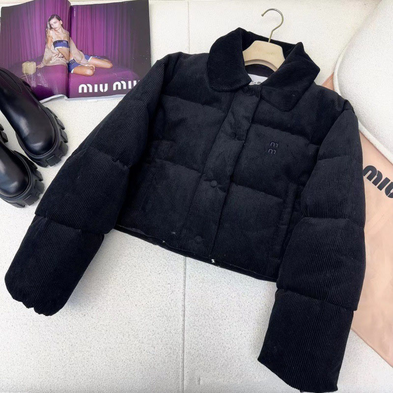 Autumn and Winter Corduroy Short Down Cotton Jacket Age Reducing Girl Style Temperament Doll Collar Stereoscopic Cutting