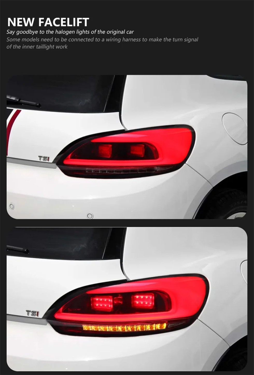 Auto Taillight For Scirocco Taillights Assembly 2009-20 15 LED Lights Rear Turn Signal Brake Lights Car Accessories