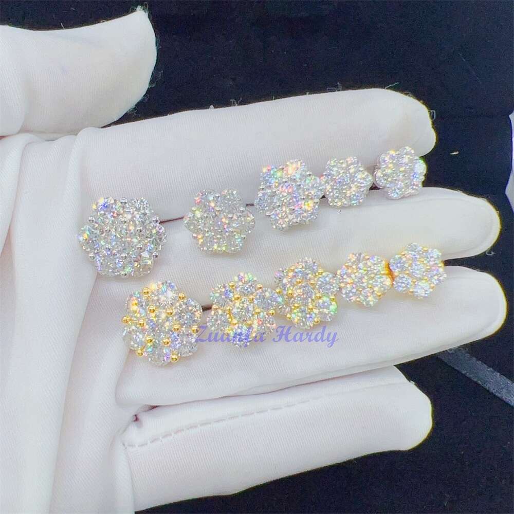 Zuanfa Hot Top Selg Pass Dia Tester Fine Jewelry Sier 8mm 12mm 15mm wer VVS Moissanite Stud Earrings