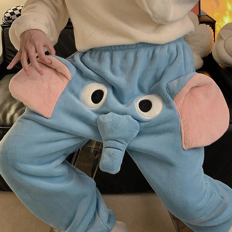 Women s Pants Autumn And Winter Funny Cute Couple Pajama With A Ringing Elephant Trunk 231201