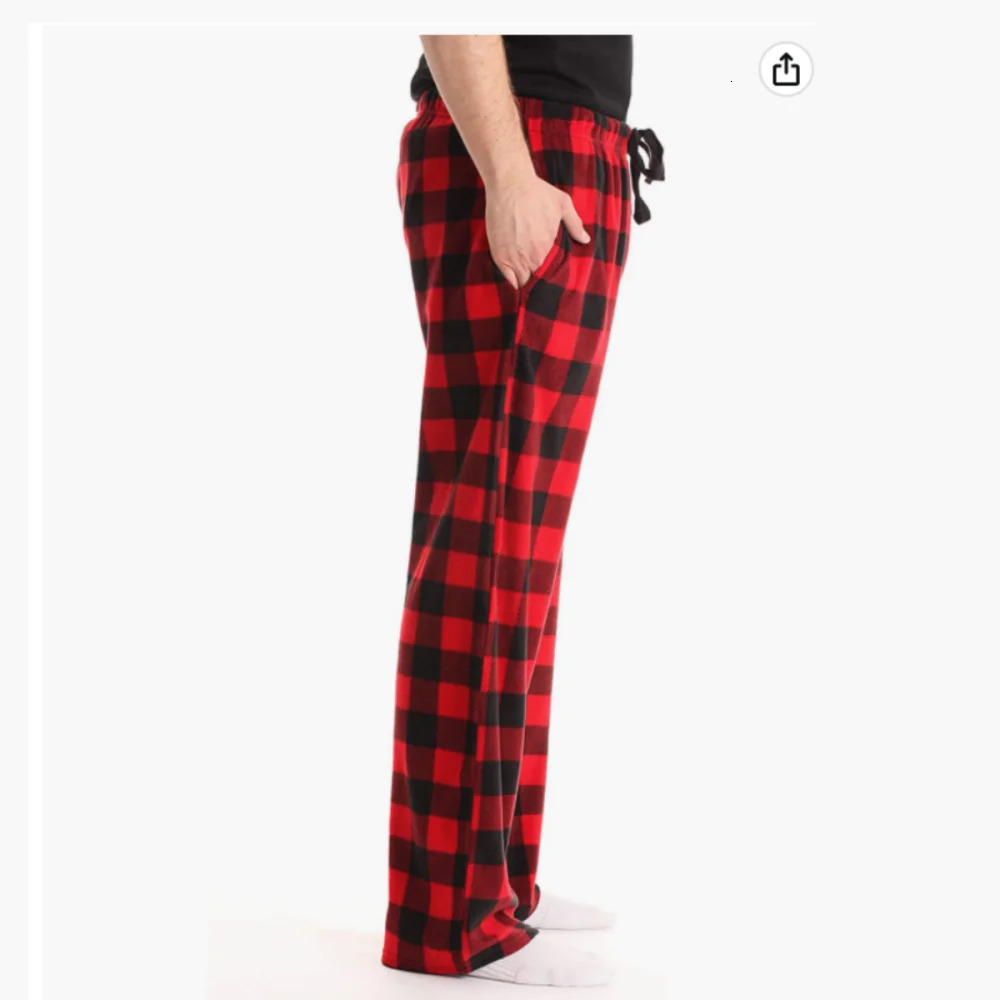 Men's Sleepwear Fashion Men's Casual Cotton Pajama Long Pant Soft Comfortable Loose Elastic Waistband Plaid Cozy Sleepwear Home Lounge Pants