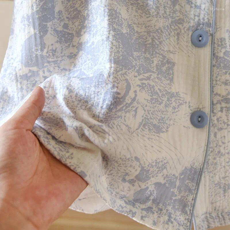 Women's Sleepwear Summer Pamas for Women Two-piece Set Sleep Tops and Shorts Suit Pure Cotton Floral Print Pijama Lingerie