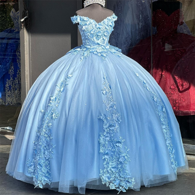 Blue Elegant Quinceanera Dresses Off Shoulders Sixteen Birthday Party Dess Elegant Vestido De 15 Anos Fifteen Xv Dress Debutante Sweet 16 Dress 2024 L