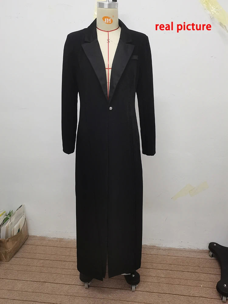 Women's Suits Yeezzi Fashion Work OL Blazer Women Long Sleeves Split-Joint Split-Side Notched Collar Spring Autumn Office Outerwear 2023