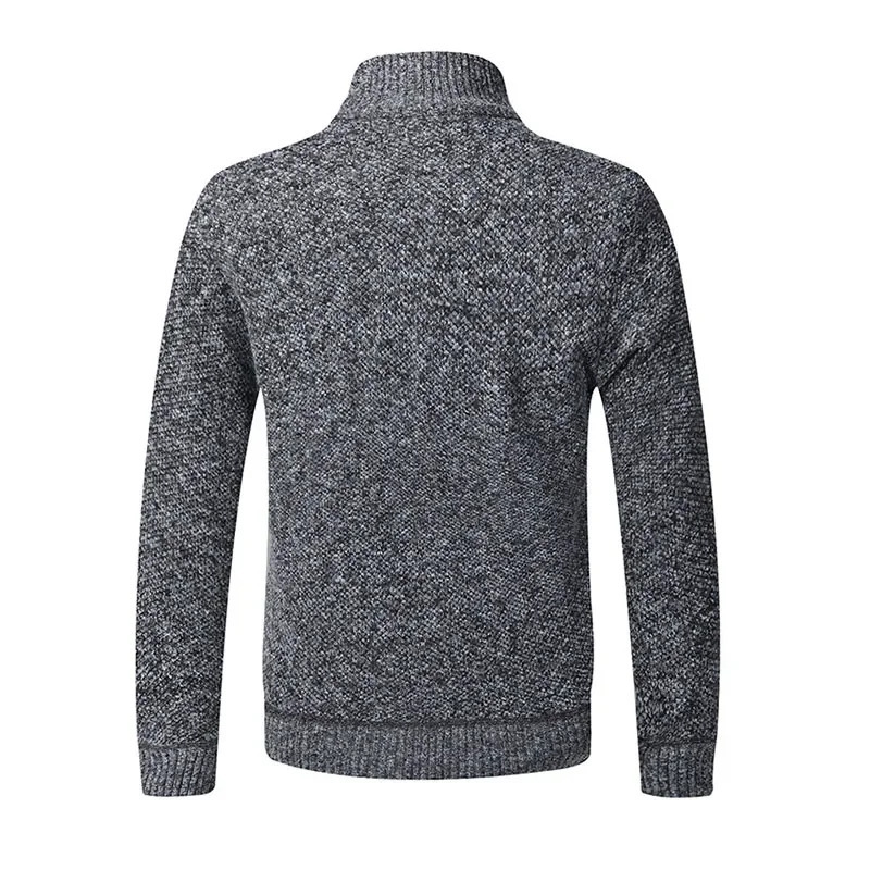 Men's Sweaters Autumn Winter Warm Knitted Cardigan Men Fleece Zipper Stand Neck Jackets Slim Fit Thick Sweatercoat 231130