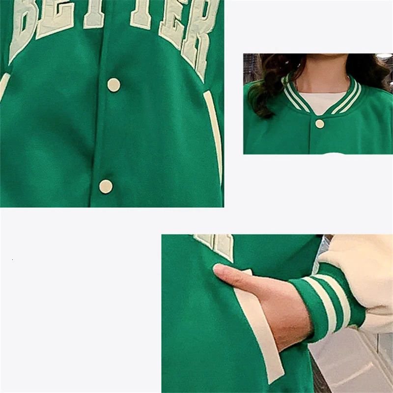 Jackets Spring Autumn Green Baseball Jacket Big Kids Teens Casual Clothes For Teenage Girls Sports Outerwear Coat Age 4 5 7 9 11 13 Year 231130